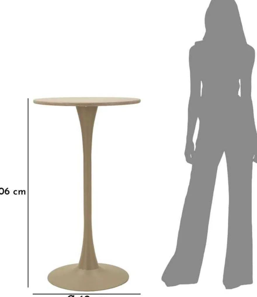 Table de bar en métal et MDF Alaska 60 x 106 cm (Crème)