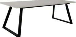 Table de repas 200 x 90 cm en pierre frittée Estelle (Gris foncé)