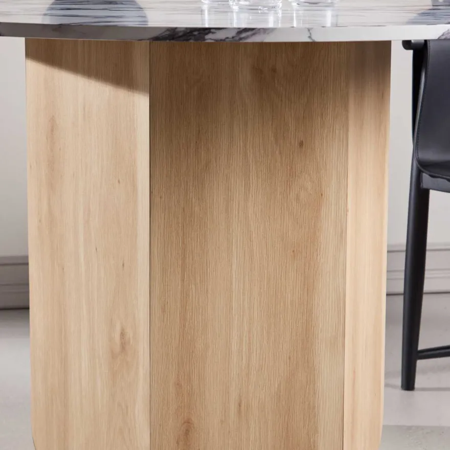 Table repas en MDF Tekla 120 x 75 cm (Naturel et plateau effet marbre)
