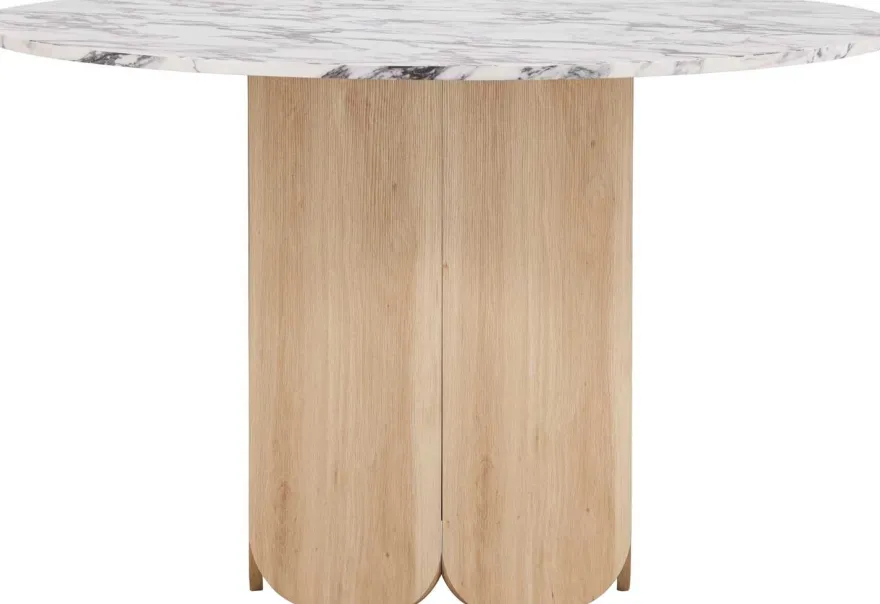 Table repas en MDF Tekla 120 x 75 cm (Naturel et plateau effet marbre)