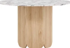 Table repas en MDF Tekla 120 x 75 cm (Naturel et plateau effet marbre)