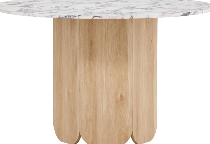 Table repas en MDF Tekla 120 x 75 cm (Naturel et plateau effet marbre)