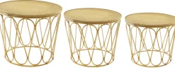 Tables d'appoint en MDF et rotin (Lot de 3)