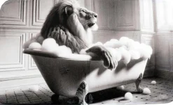 Tapis de bain en polyester Animal 45 x 75 cm (Lion)