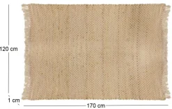 Tapis en toile de jute avec franges 120x170 cm