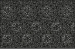 Tapis en vinyle fleurs mandala noir (90 x 60 cm)