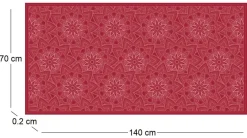 Tapis en vinyle fleurs mandala rouge (140 x 70 cm)