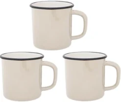 Tasses en émail coloré Classic (Lot de 3) (Crème)