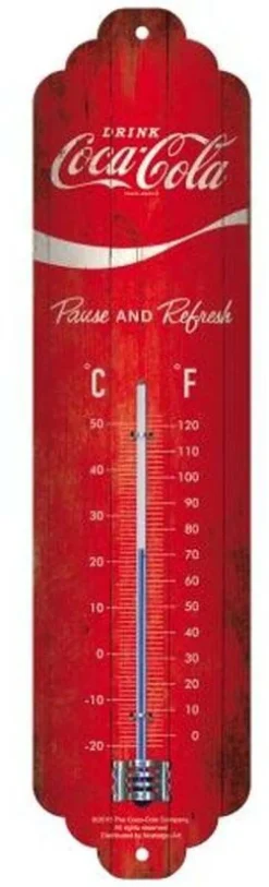 Thermomètre en métal Pub 28 x 6.5 cm (Coca Cola Logo rouge)