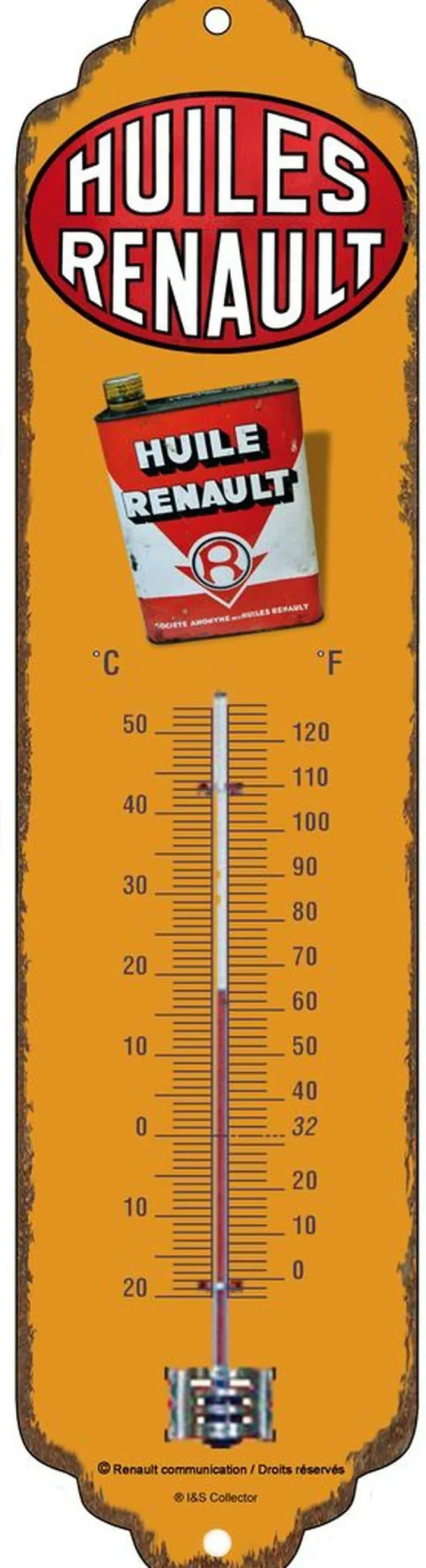 Thermomètre en métal Pub 28 x 6.5 cm (Huiles Renault)