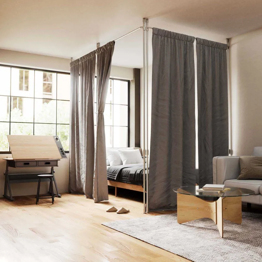 Tringle extensible pour séparation de pièce Anywhere