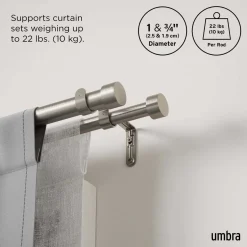 Tringle à rideaux nickel Cappa 305 à 457 cm (Double)