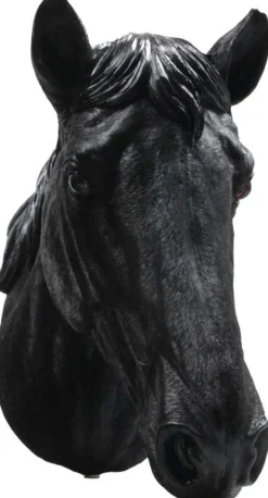 Tête de cheval noir en résine (15 x 21 x 30 cm)