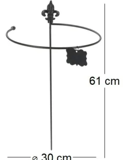 Tuteur à plantes rond en acier fleurs de lys (30 cm)