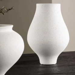 Vase en grès Rellis 10x24 cm (Blanc et noir)