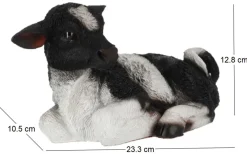 Veau noir et blanc couché en résine (Petit modèle)