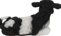 Veau noir et blanc couché en résine (Petit modèle)