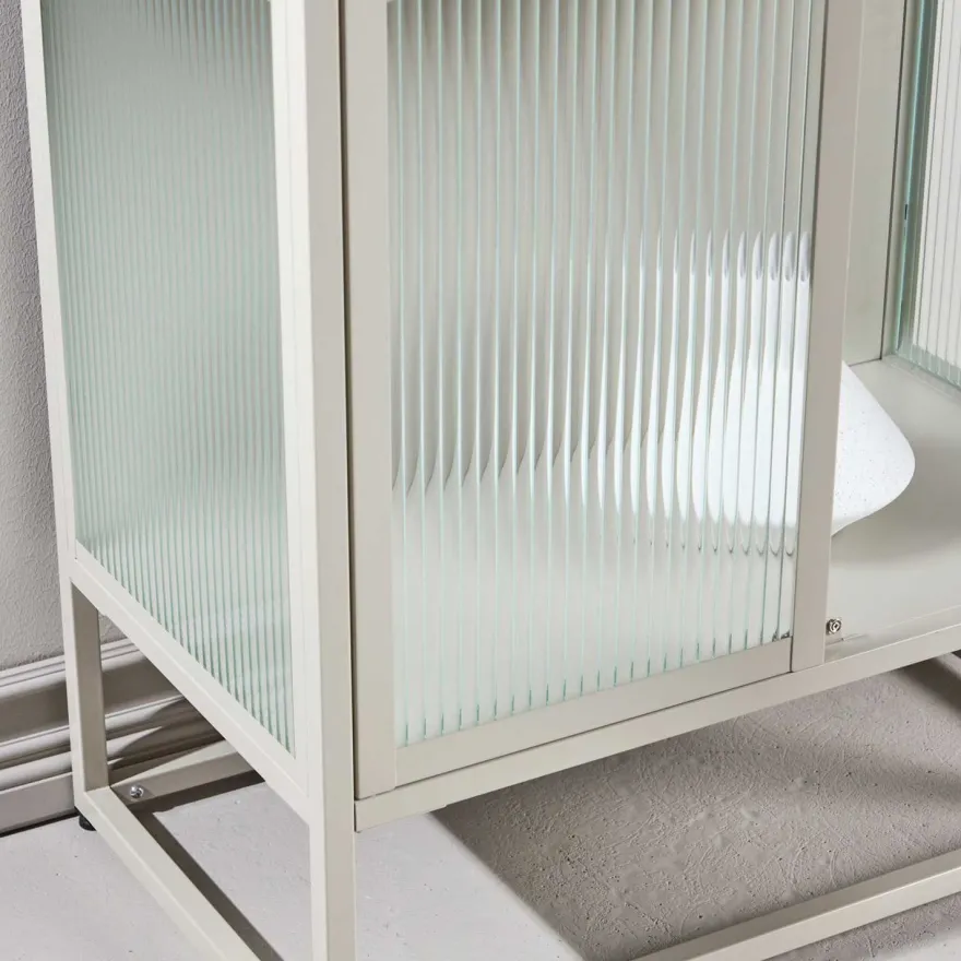 Vitrine en acier 70 x 40 x 160 cm Garis (Beige)